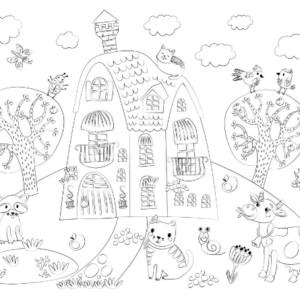 Коврик для творчества-многоразовая раскраска «Сказочный домик» (44,5х34,5 см)