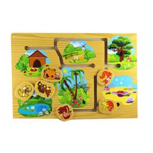 Деревянный пазл "Лабиринт: Кто где живет?", Рыжий кот