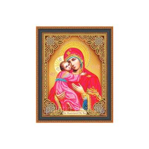 Алмазная мозаика "Икона Богородица с младенцем", (27*33 см)