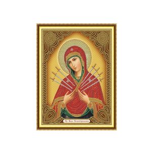 Алмазная мозаика "Икона Семистрельная Божьей Матери", (27*33 см)