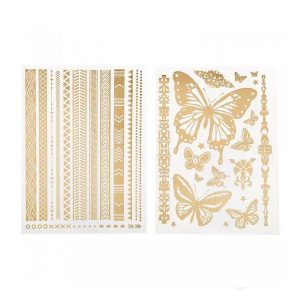 Татуировки переводные детские ТАТУ-АРТ "Золотые бабочки" 18 штук, Bondibon