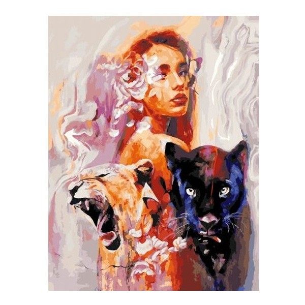 Картина по номерам "Девушка с пантерой", GX29050