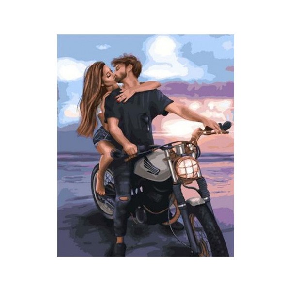 Картина по номерам "Вечерняя поездка на мотоцикле" GX38148