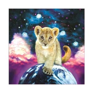 Алмазная мозаика «Львенок в космосе», 20х20 см