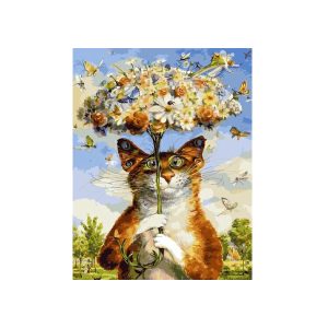 Картина по номерам «Кот с букетом» GX3956