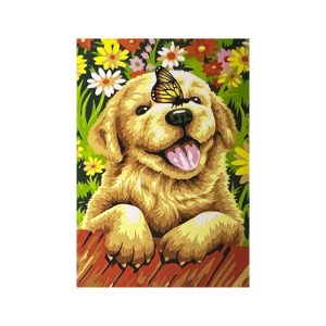 Алмазная мозаика «Щенок с бабочкой», 20х30 см